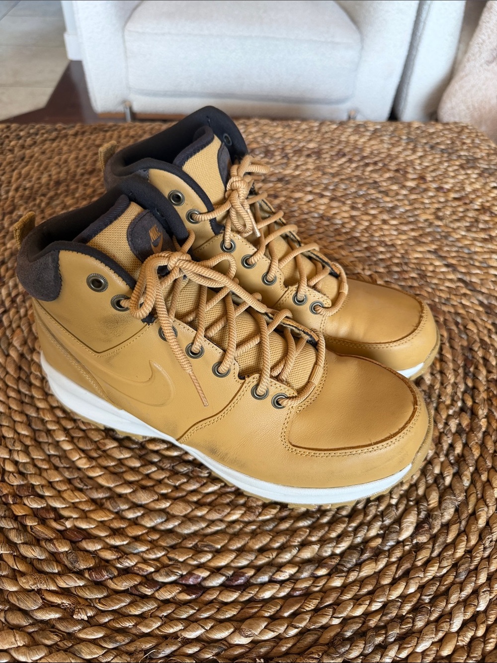 Men's Tan Leather High-Top Boots